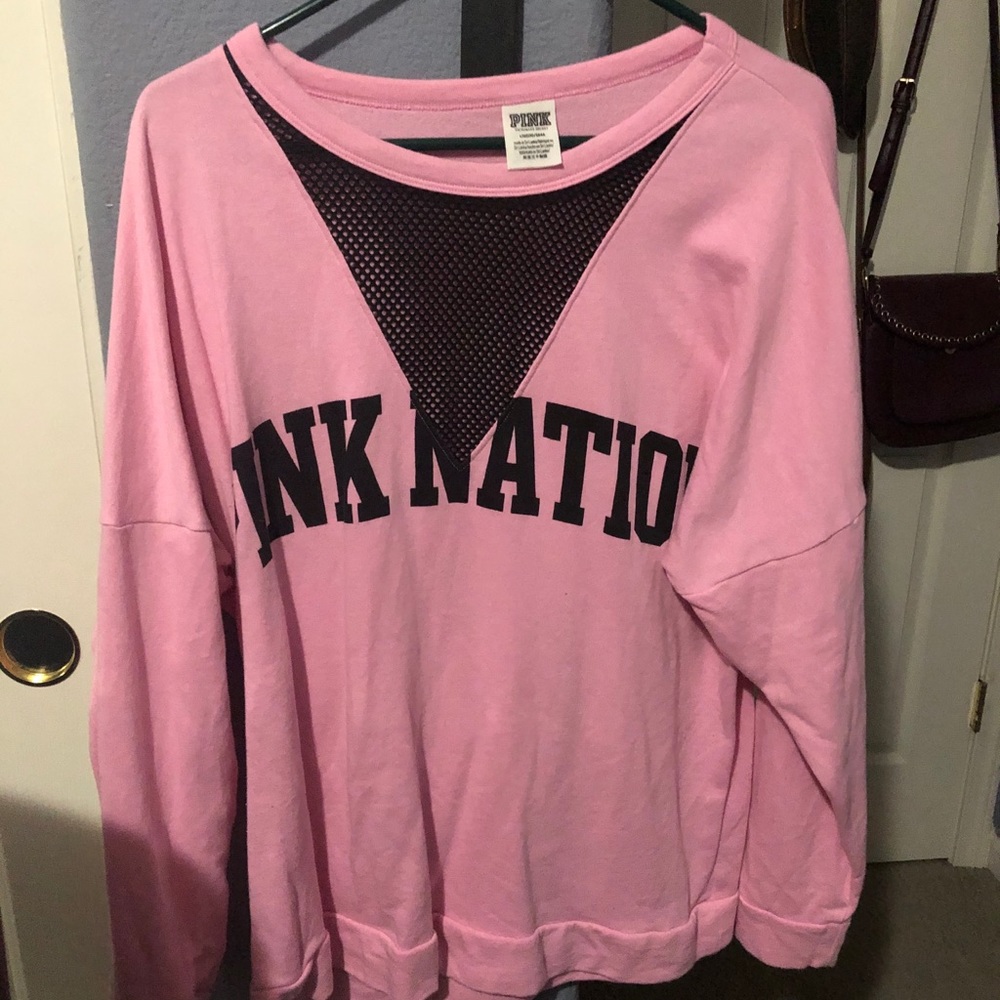 PINK NATION pink crewneck with mesh net